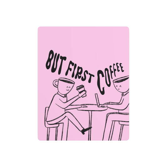 But First Coffee Metal Art Sign - Pink Café Wall Decor for Coffee Lovers