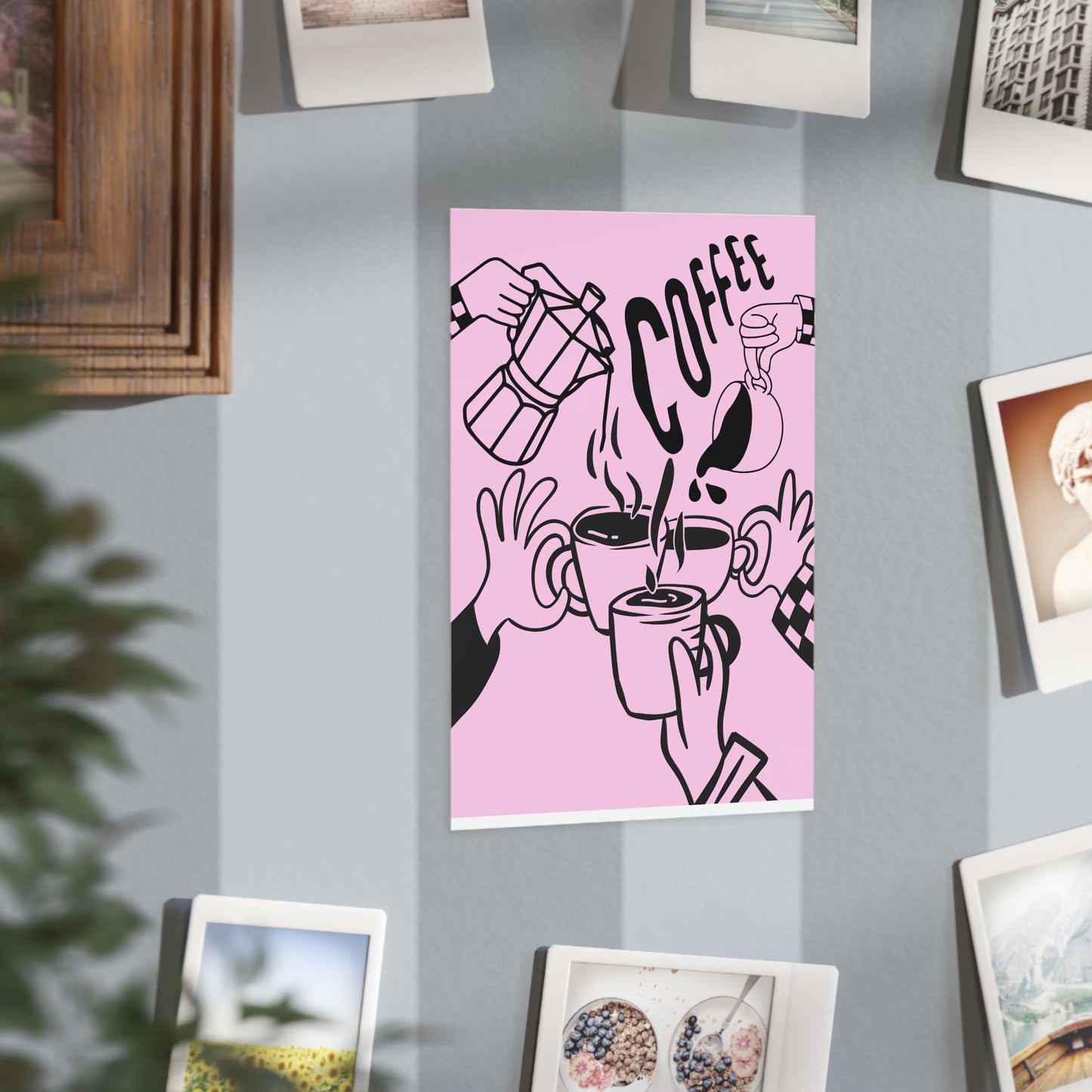 Coffee Cheers Print — Pink Coffee Art Poster
