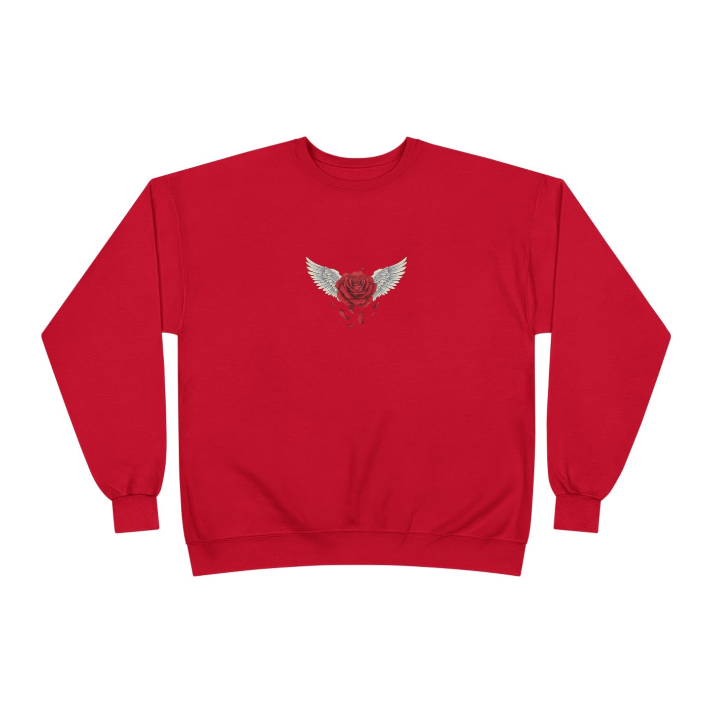Crewneck Sweatshirt — Winged Heart Rose Chest Graphic