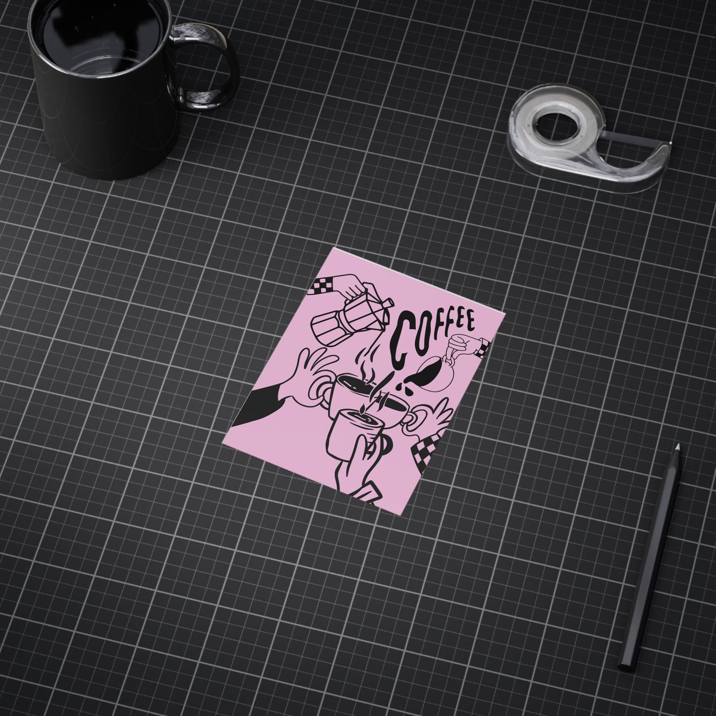 Coffee Cheers Print — Pink Coffee Art Poster