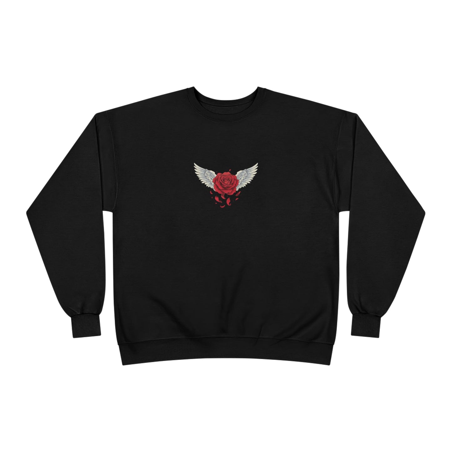 Crewneck Sweatshirt — Winged Heart Rose Chest Graphic