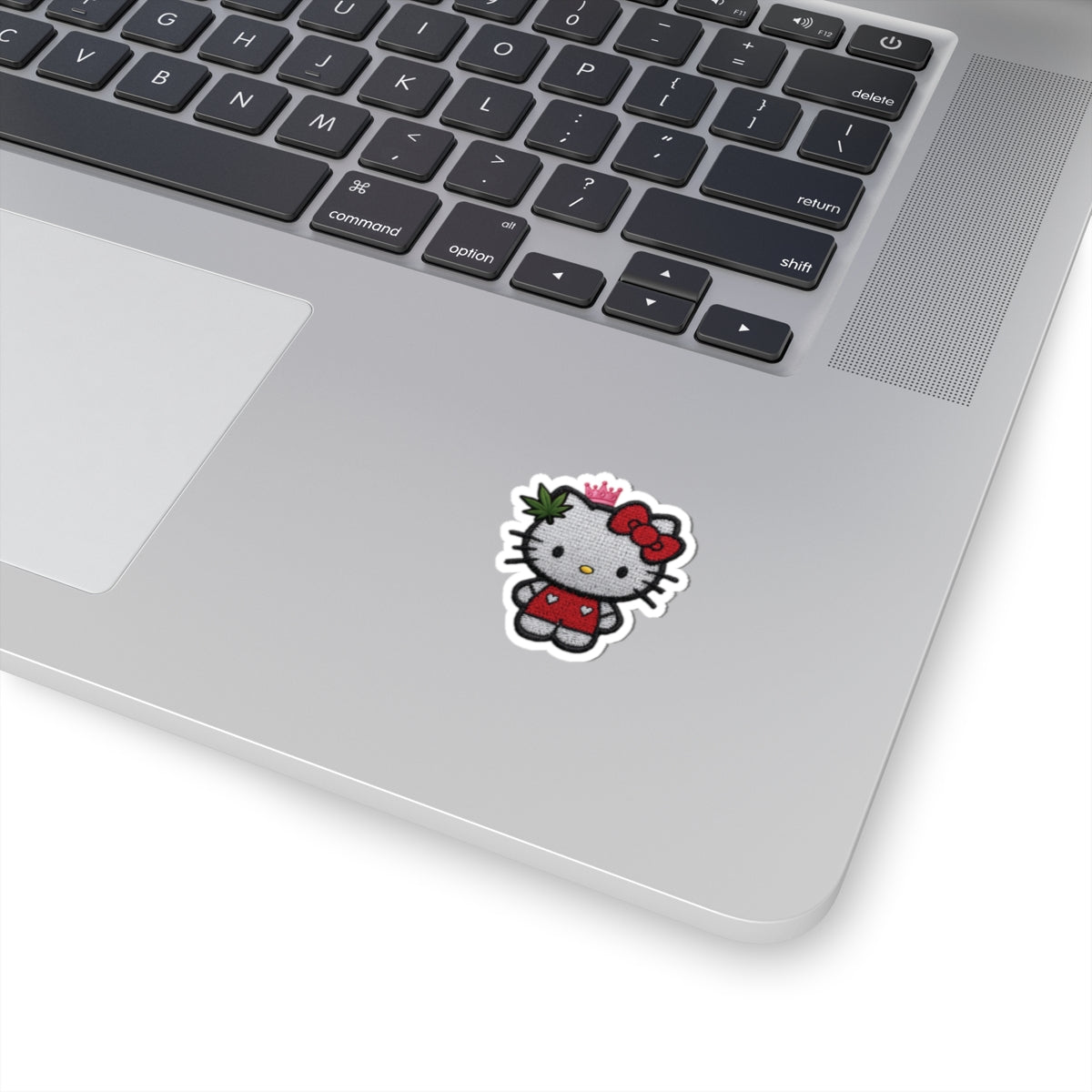 Hello Kitty Inspired Kitty Sticker — Cute Princess with cannabis Accent Kiss-Cut Sticker