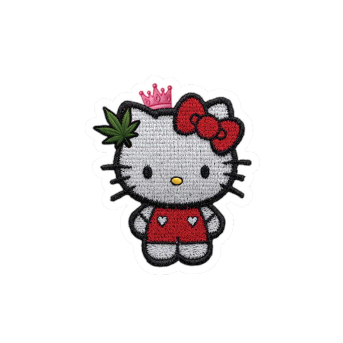 Hello Kitty Inspired Kitty Sticker — Cute Princess with cannabis Accent Kiss-Cut Sticker