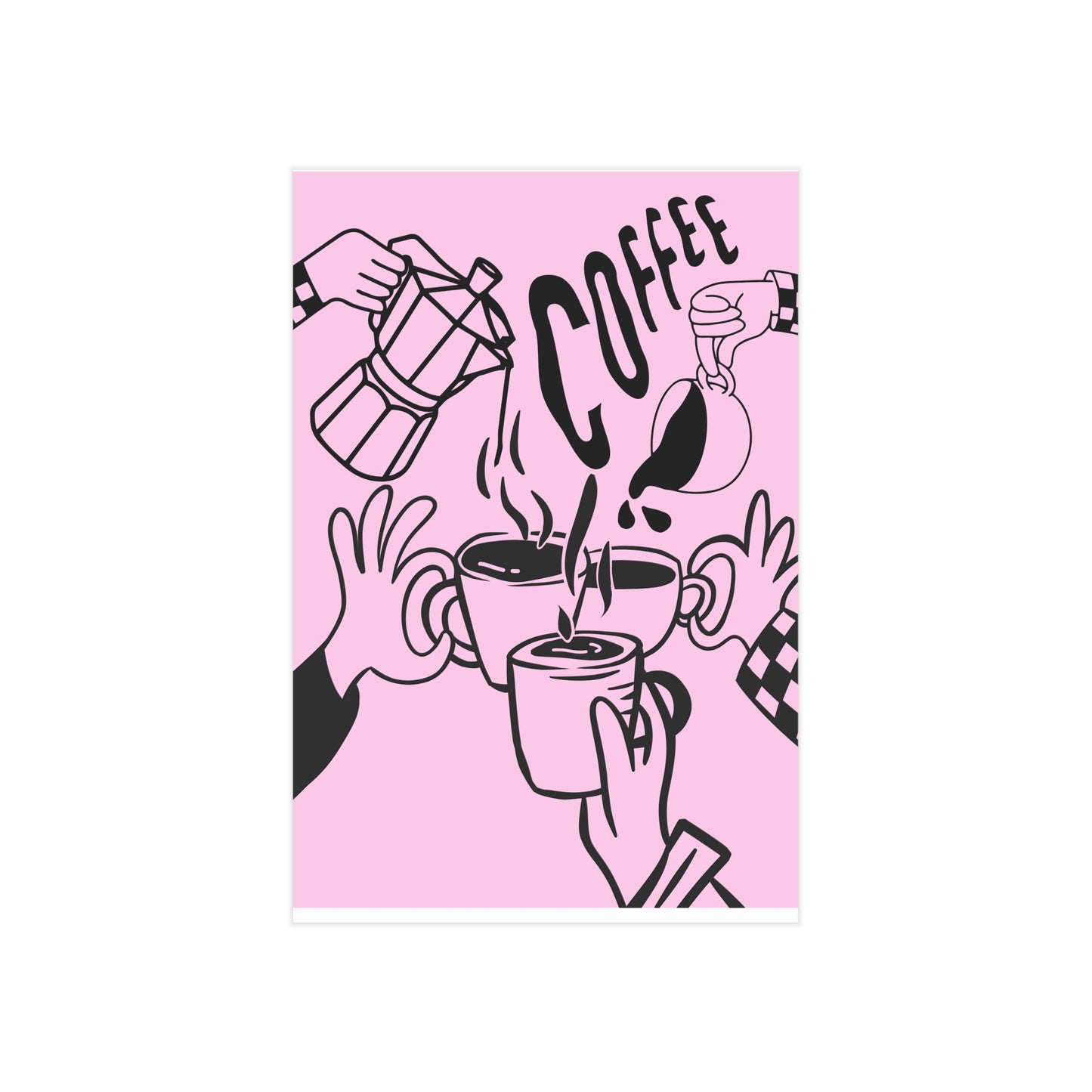 Coffee Cheers Print — Pink Coffee Art Poster