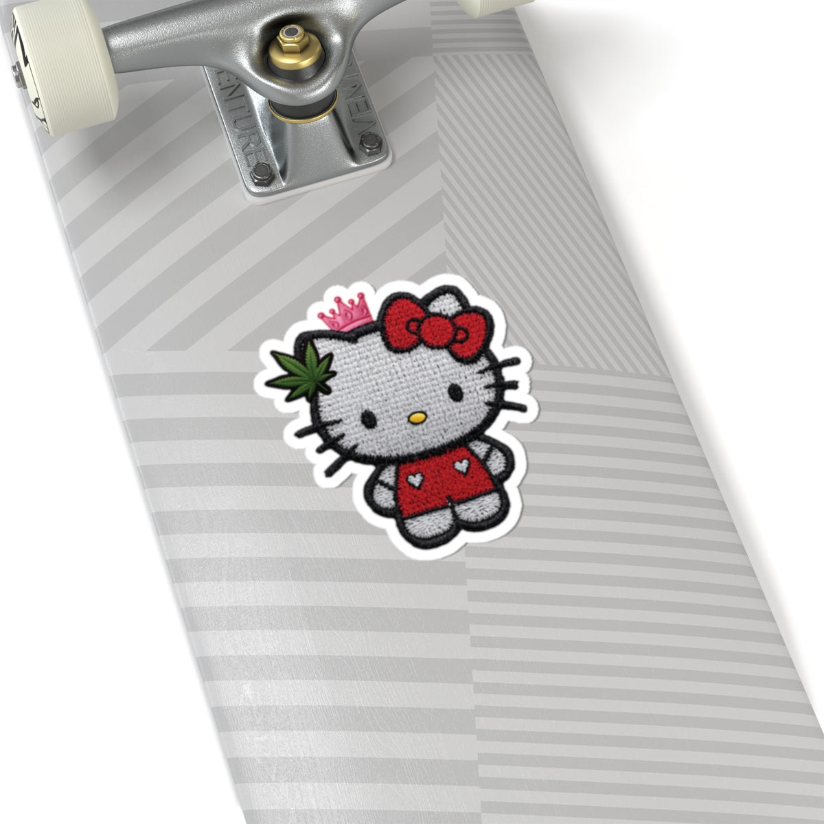 Hello Kitty Inspired Kitty Sticker — Cute Princess with cannabis Accent Kiss-Cut Sticker