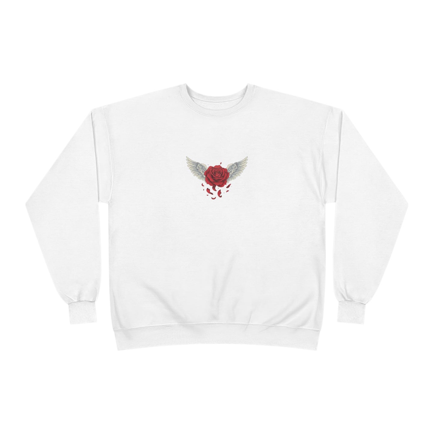 Crewneck Sweatshirt — Winged Heart Rose Chest Graphic