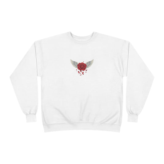 Crewneck Sweatshirt — Winged Heart Rose Chest Graphic