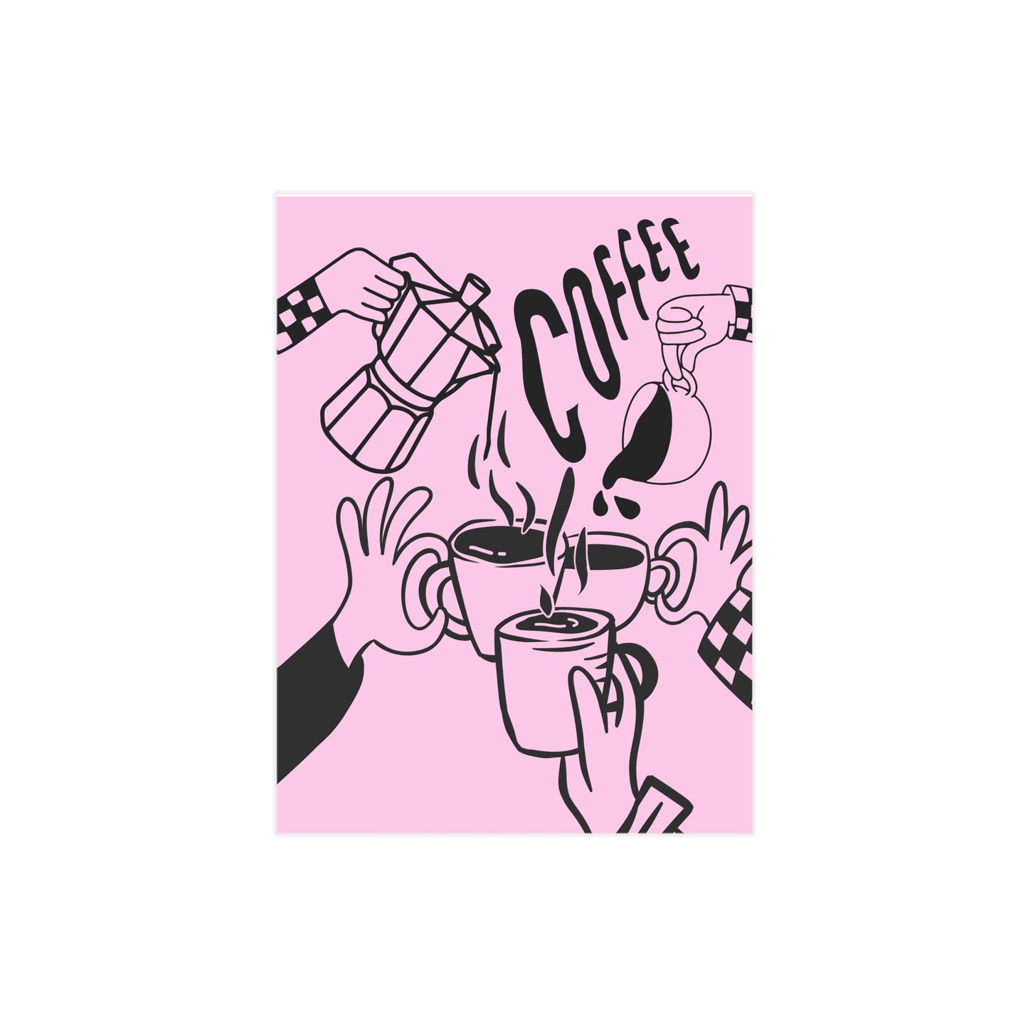 Coffee Cheers Print — Pink Coffee Art Poster