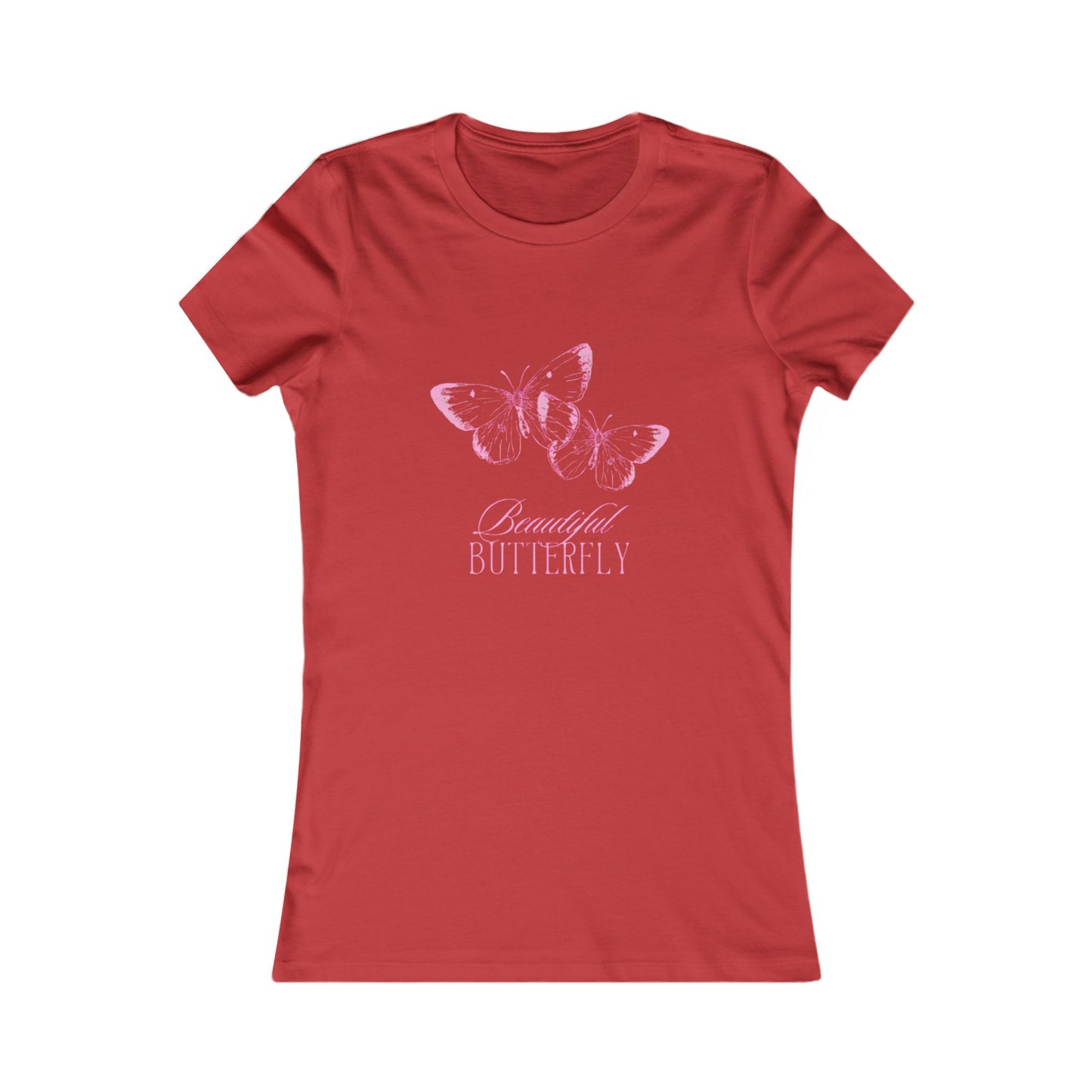 Butterfly Tee — "Beautiful Butterfly" Pink Graphic Women's Shirt