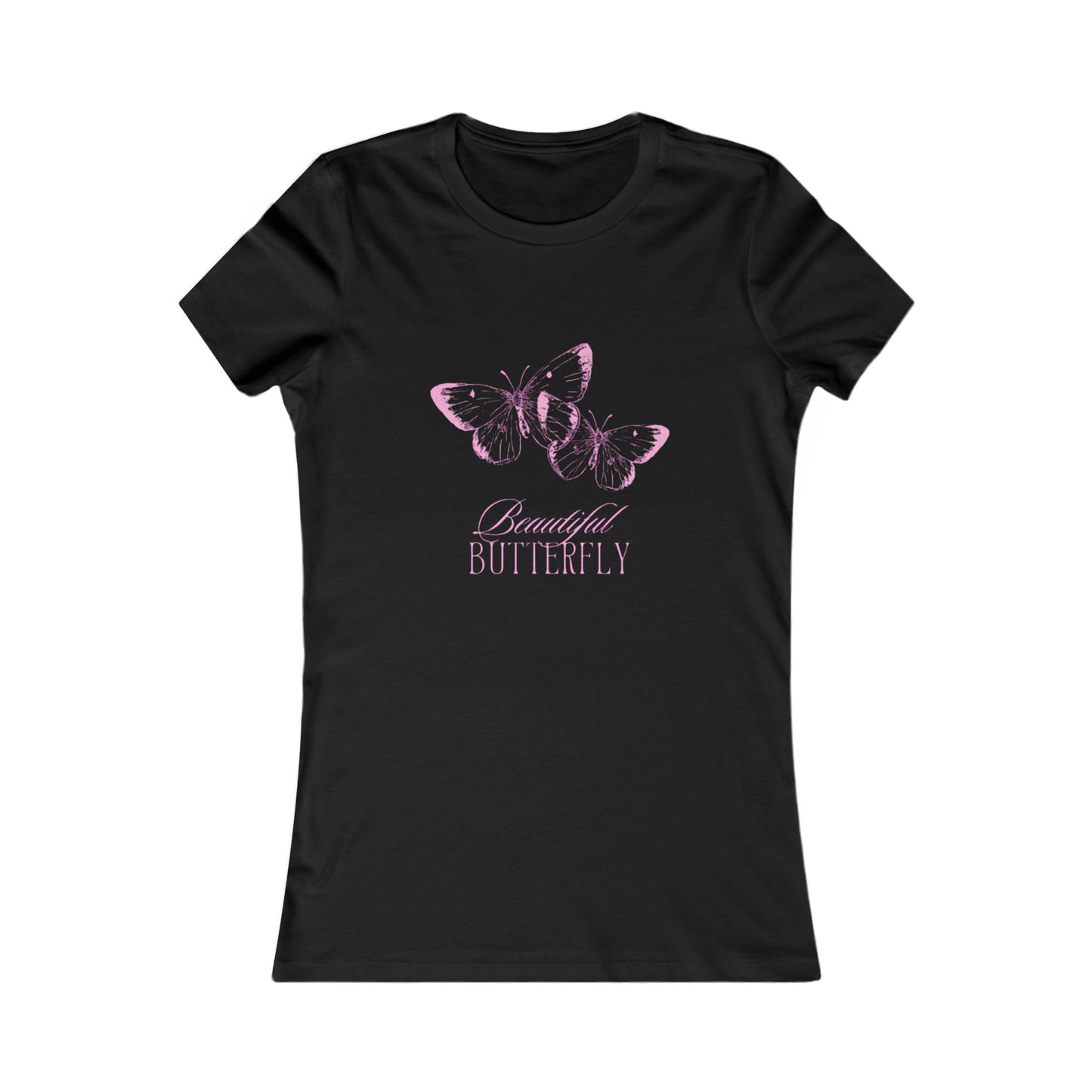Butterfly Tee — "Beautiful Butterfly" Pink Graphic Women's Shirt