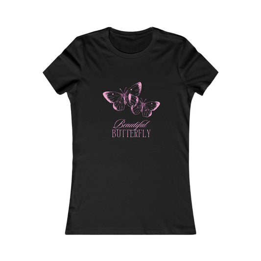Butterfly Tee — "Beautiful Butterfly" Pink Graphic Women's Shirt