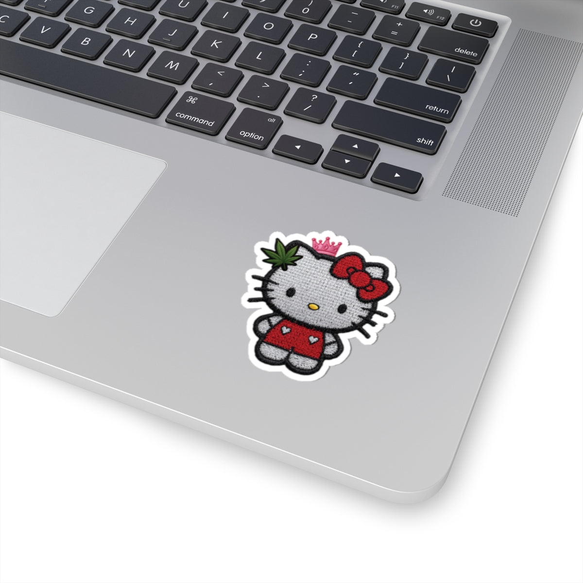 Hello Kitty Inspired Kitty Sticker — Cute Princess with cannabis Accent Kiss-Cut Sticker
