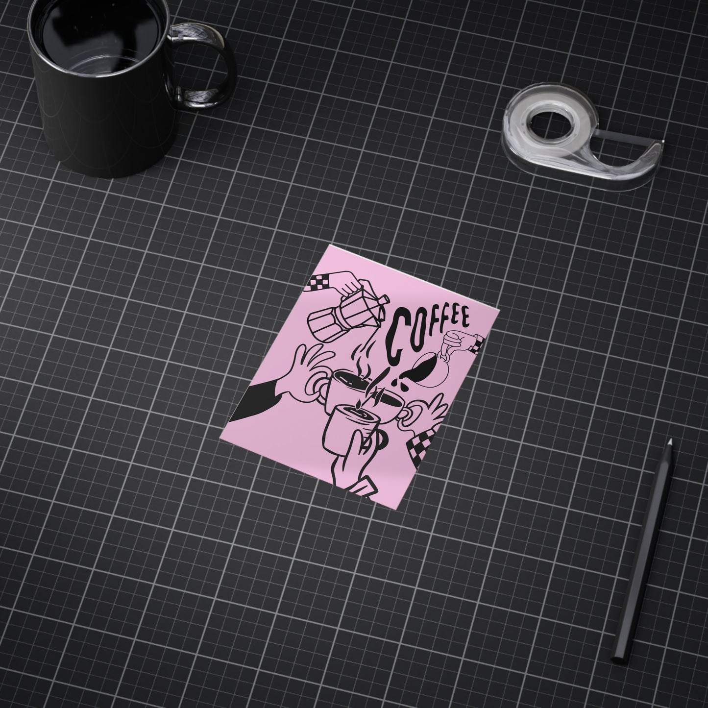 Coffee Cheers Print — Pink Coffee Art Poster