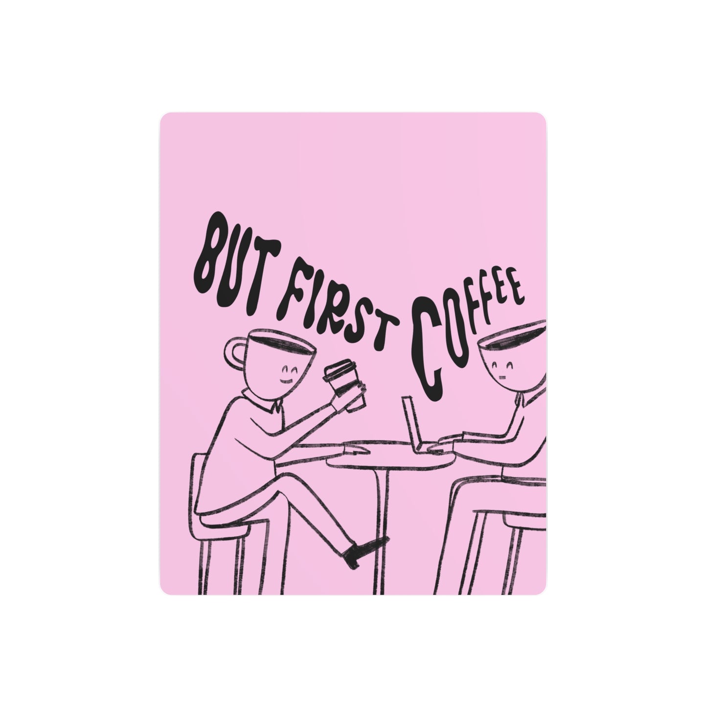 But First Coffee Metal Art Sign - Pink Café Wall Decor for Coffee Lovers