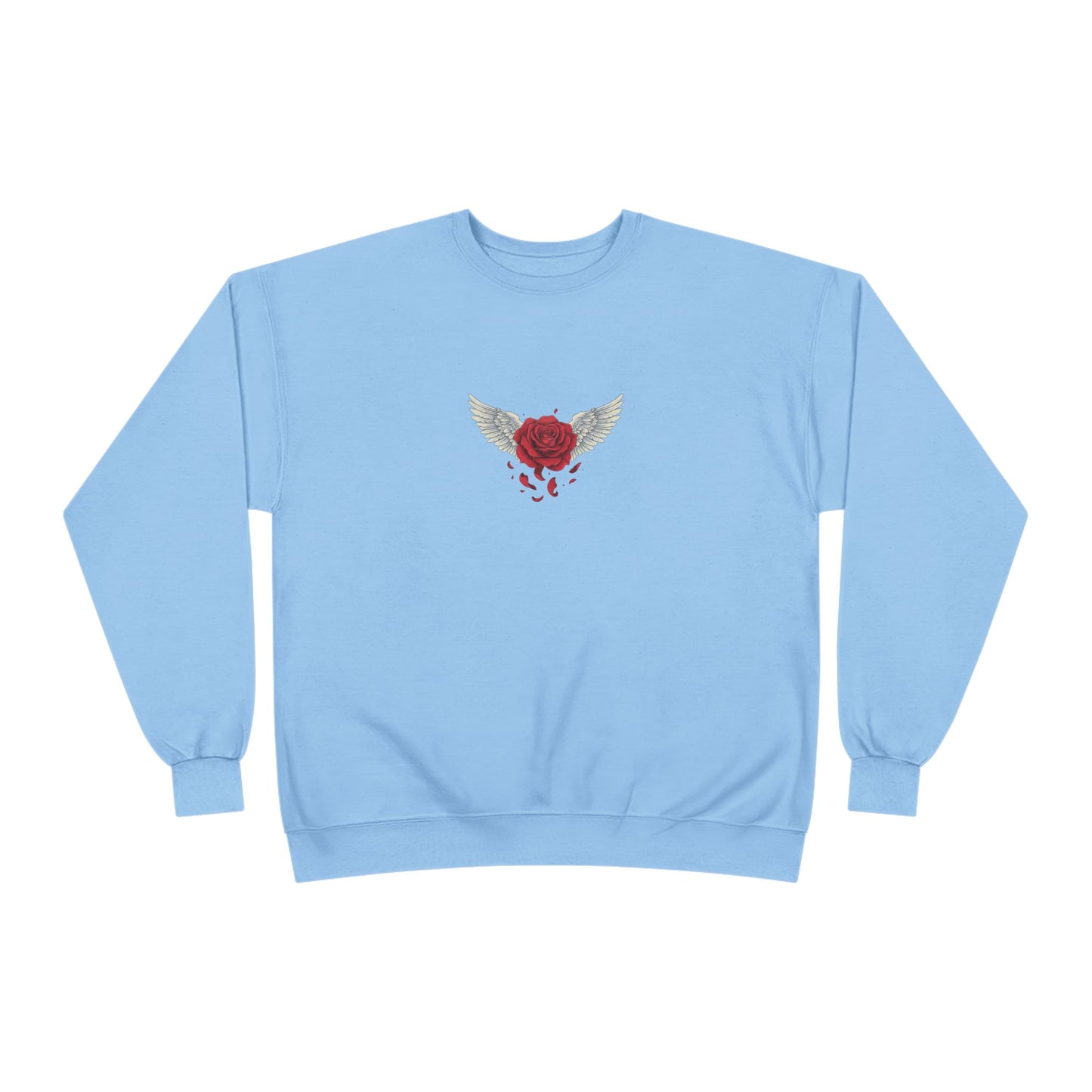 Crewneck Sweatshirt — Winged Heart Rose Chest Graphic
