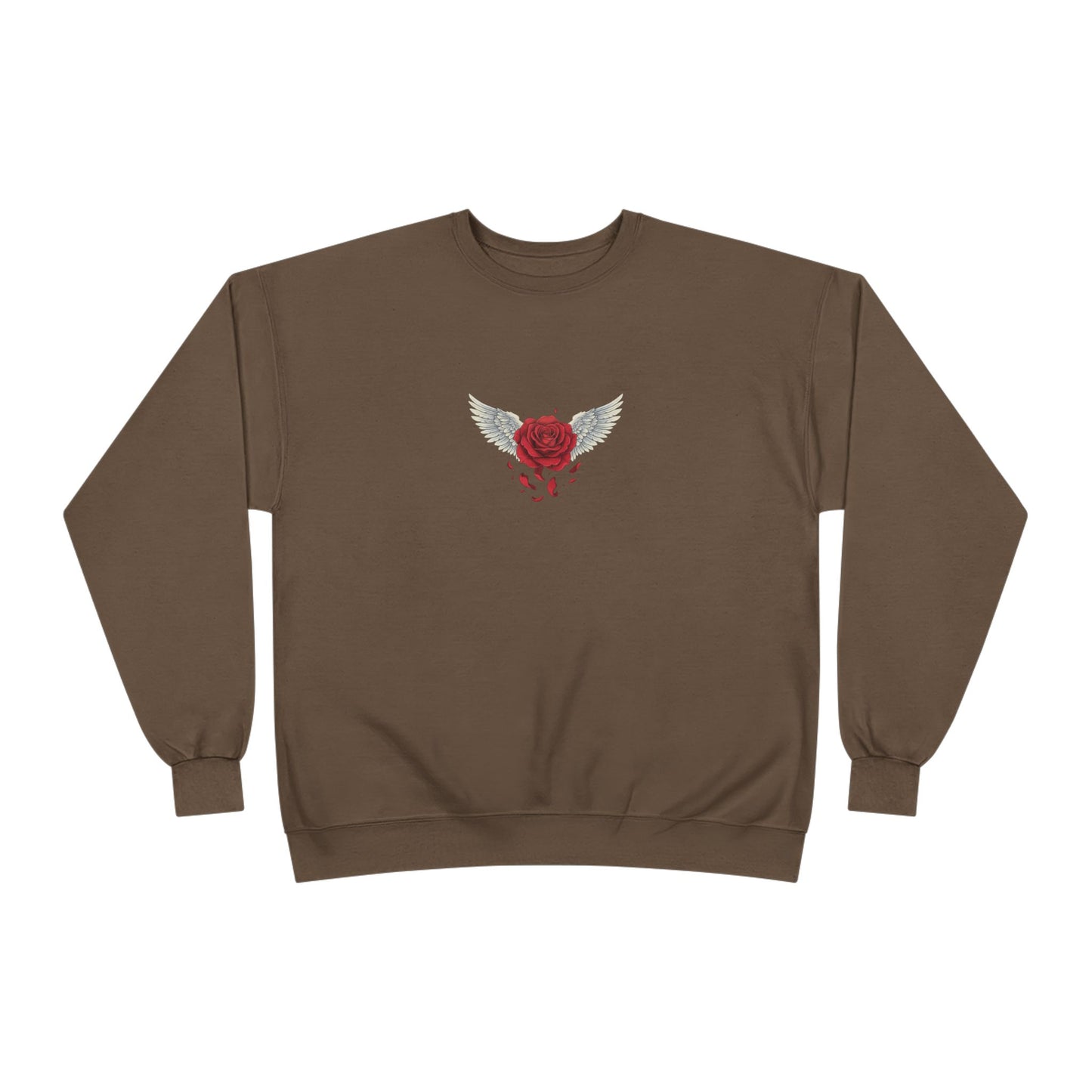 Crewneck Sweatshirt — Winged Heart Rose Chest Graphic