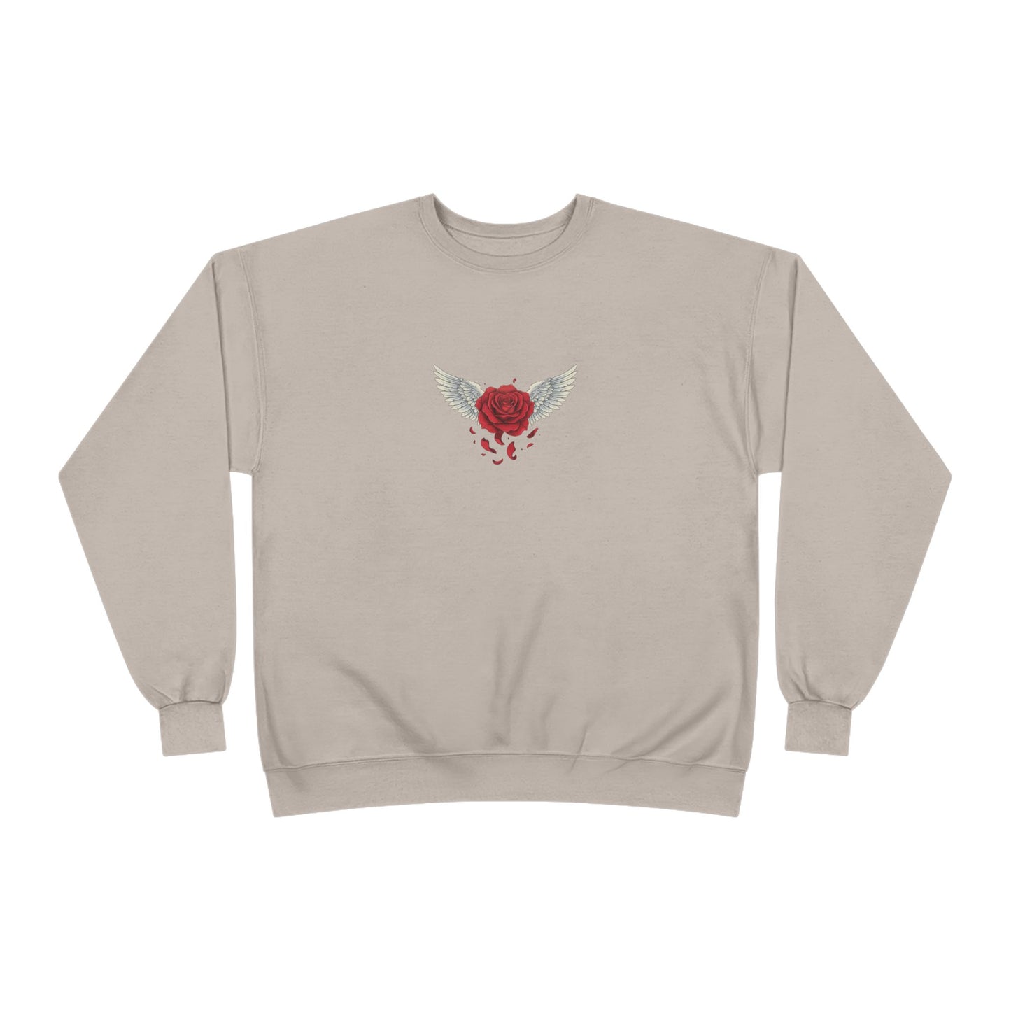 Crewneck Sweatshirt — Winged Heart Rose Chest Graphic