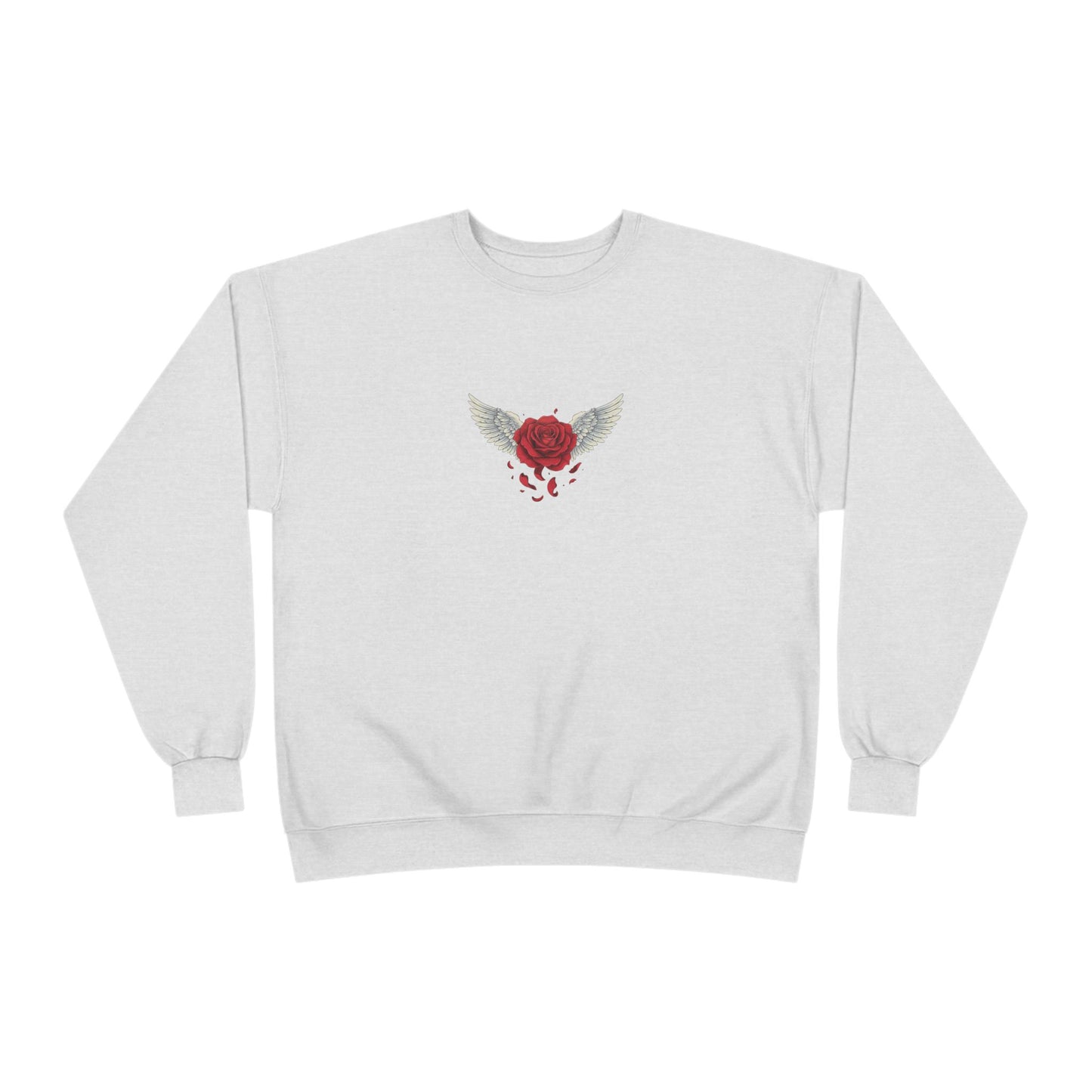 Crewneck Sweatshirt — Winged Heart Rose Chest Graphic