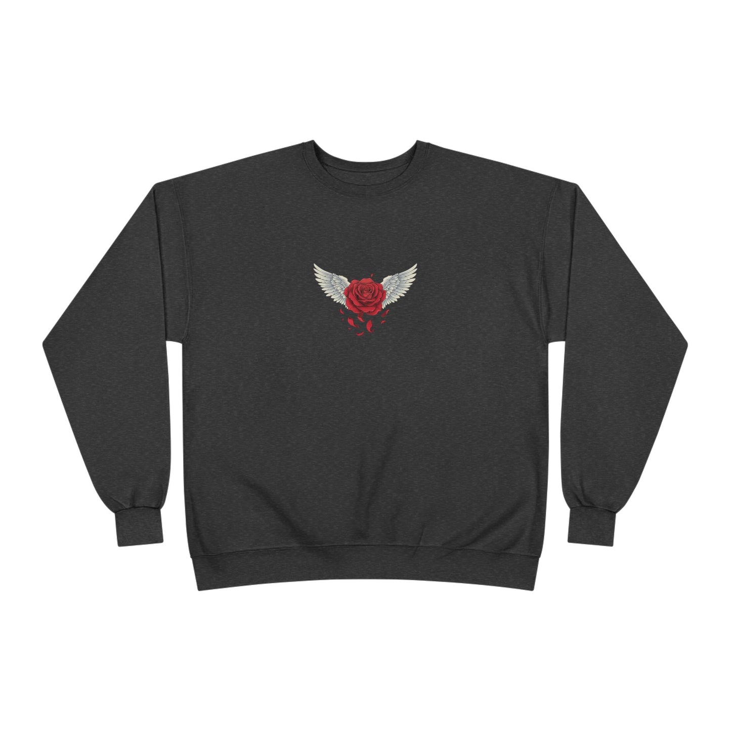 Crewneck Sweatshirt — Winged Heart Rose Chest Graphic