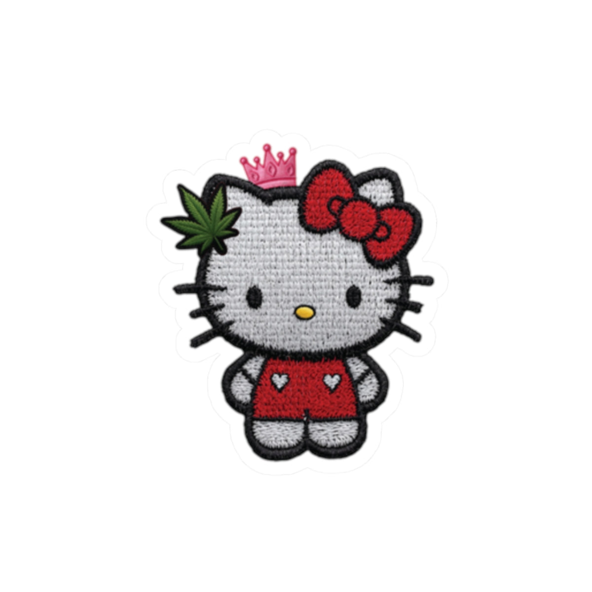 Hello Kitty Inspired Kitty Sticker — Cute Princess with cannabis Accent Kiss-Cut Sticker