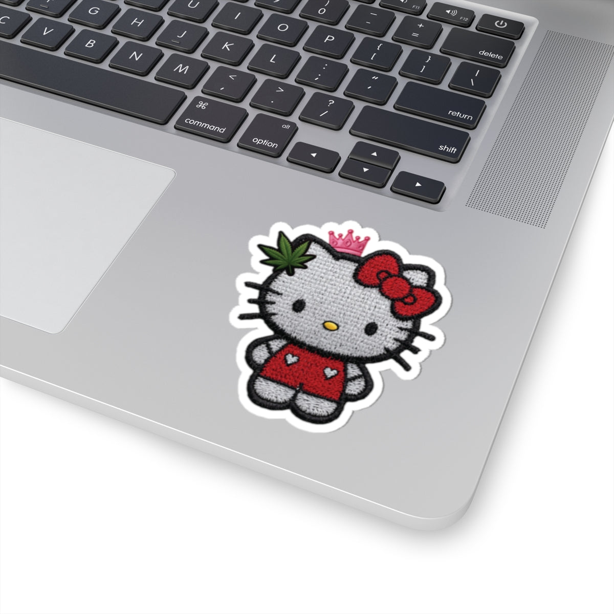 Hello Kitty Inspired Kitty Sticker — Cute Princess with cannabis Accent Kiss-Cut Sticker