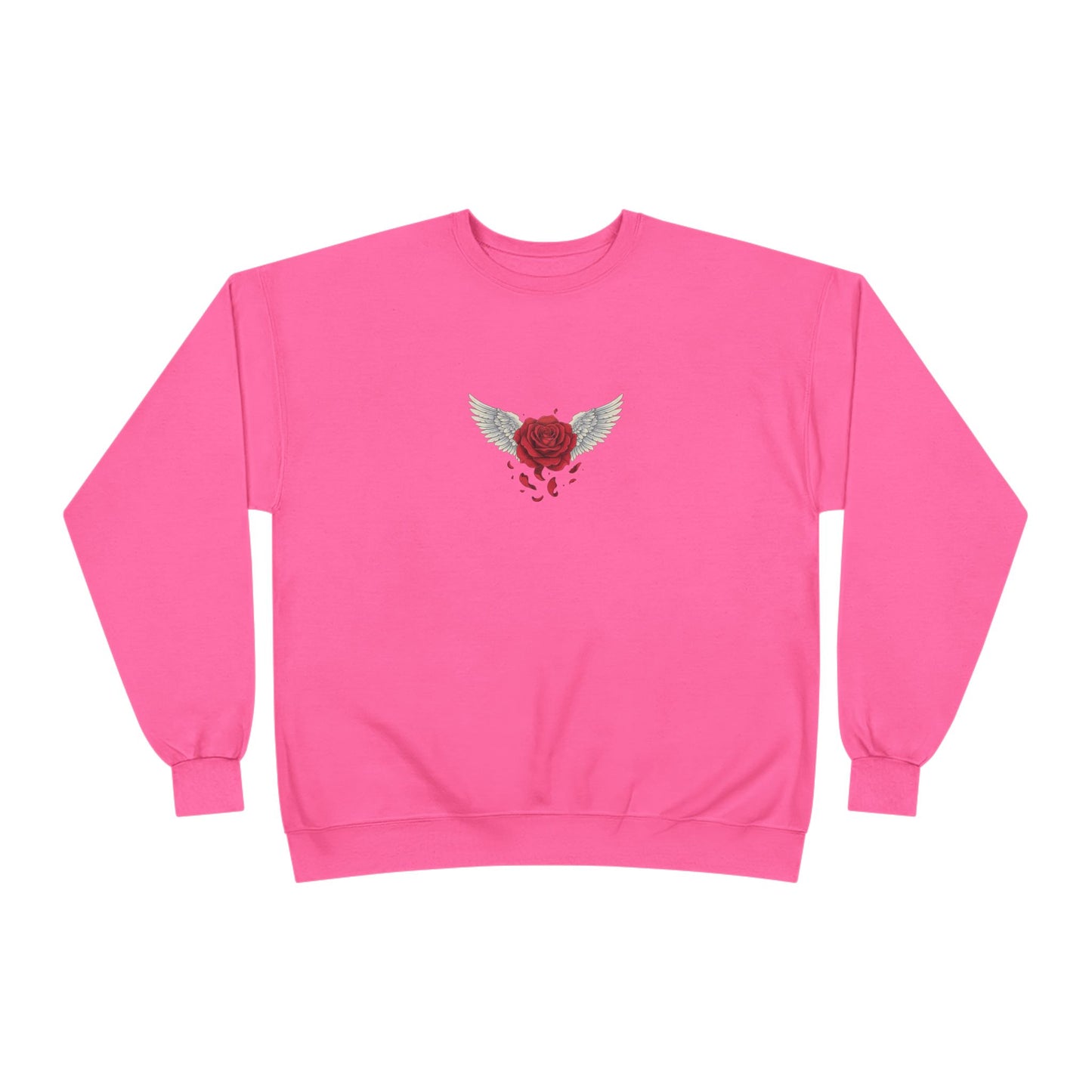 Crewneck Sweatshirt — Winged Heart Rose Chest Graphic
